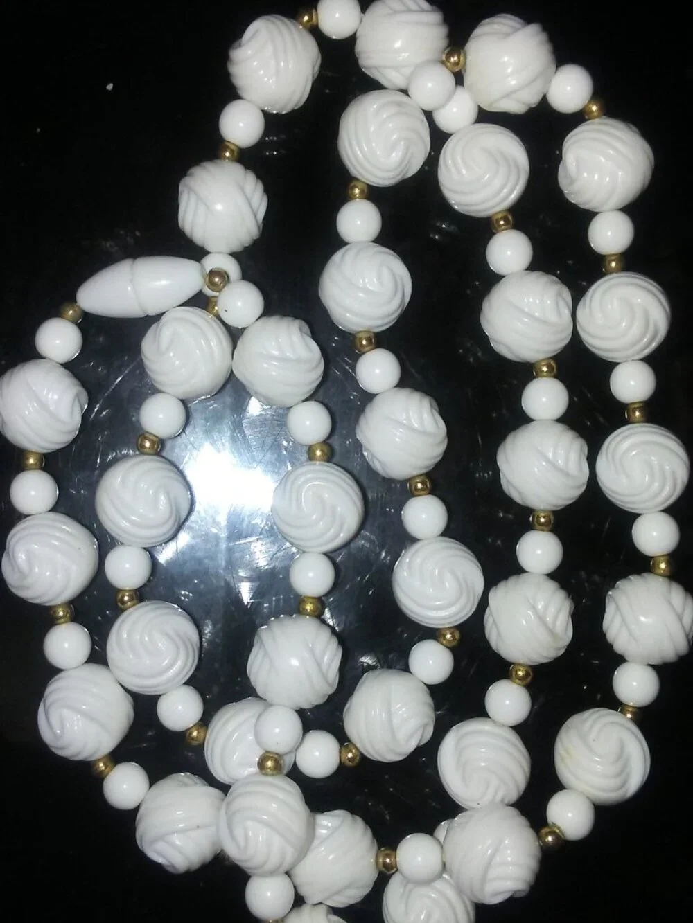 3-Piece Jewelry Bundle | Long White Beaded Necklace & 2 Dangle Earrings